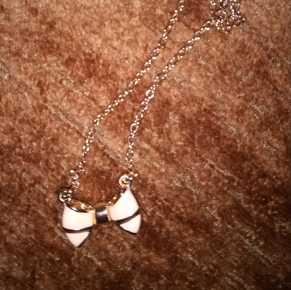Ted Baker London Gold and White Bow Necklace